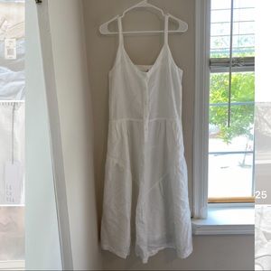 LA CA USA White Linen Midi Dress